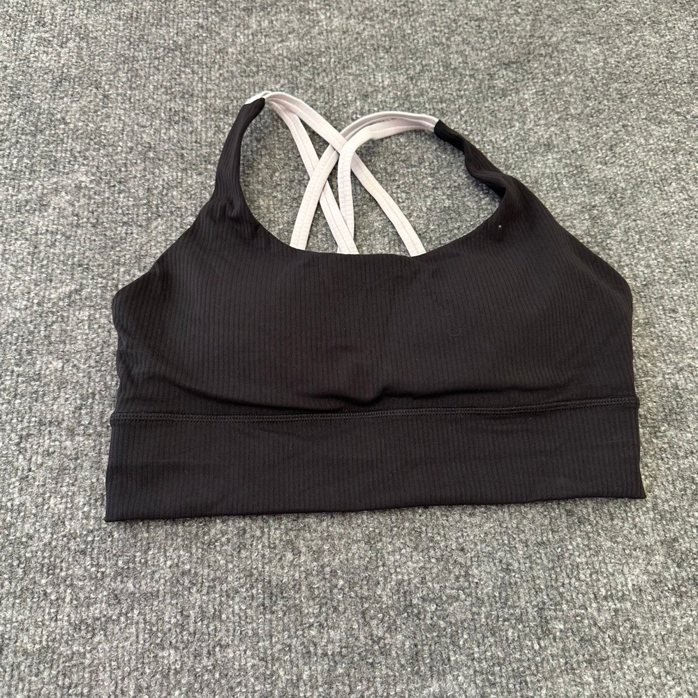 Women’s Black Ribbed Strappy Sports Bralette